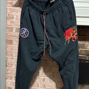 Mens Vintage Jordan Stylish Black Jogger Pants size 2XL